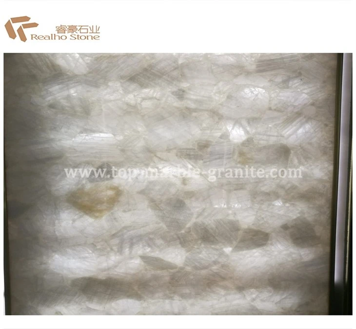 white crystal quartzite slab