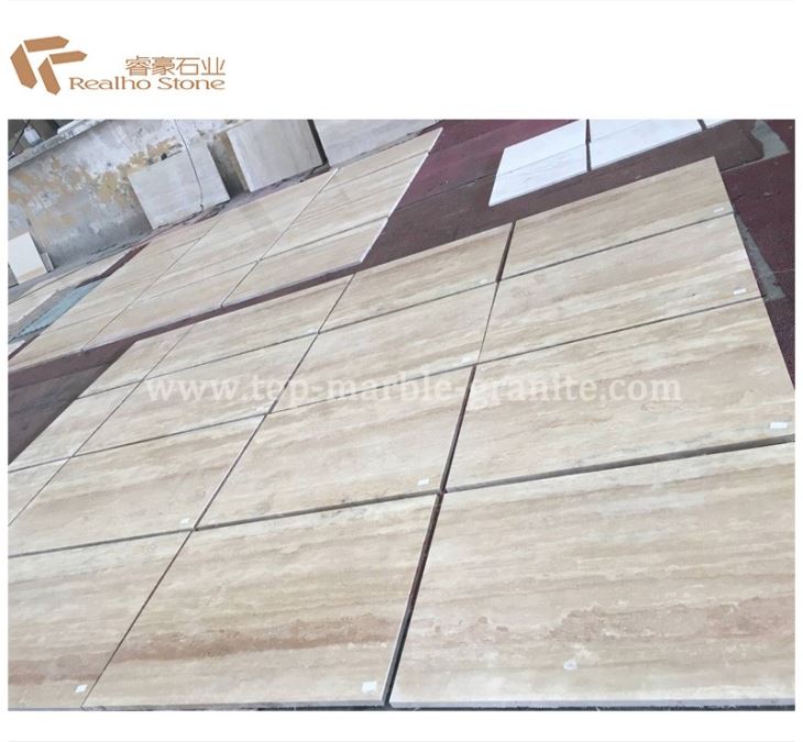 travertine tile backsplash