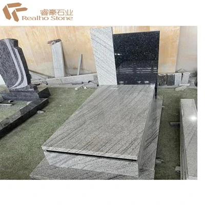 সহজভাবে ধূসর কালো গ্রানাইট হেডস্টোন স্মৃতিস্তম্ভ